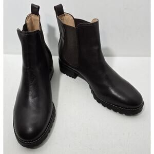 Talbots Leather Ankle Boots Gored Stretch Pull On Round Toe Dark Brown Size 10 M